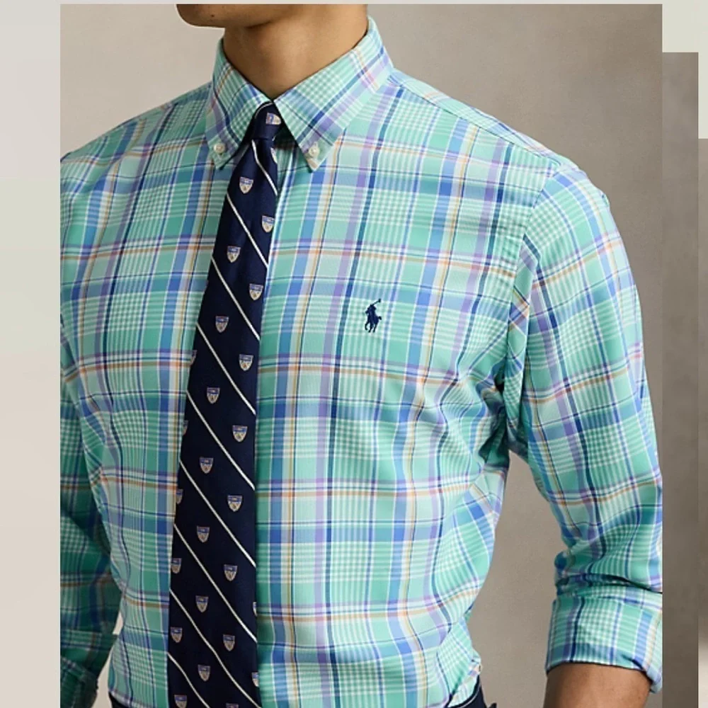 Polo by Ralph Lauren Men's Plaid Classic Fit Performance Oxford Shirt-NWT- M